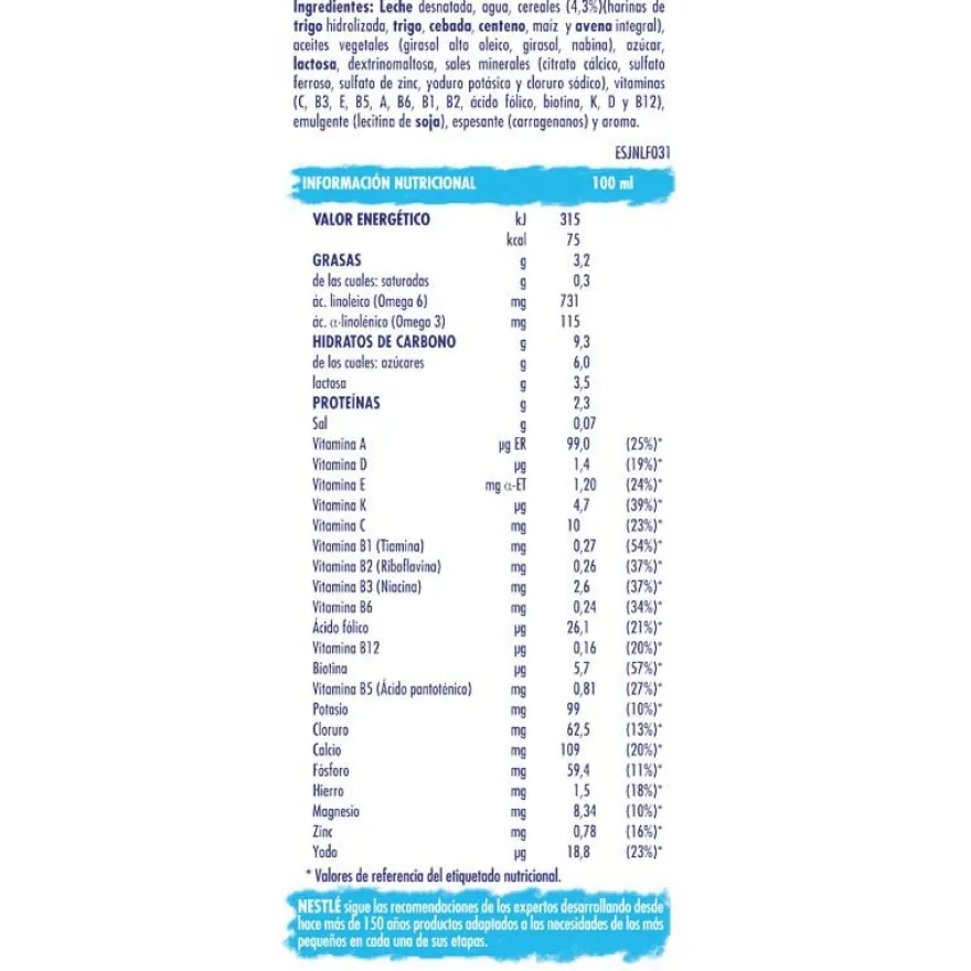 NESTLÉ Junior Crecimiento Cereales 3 años 1L
