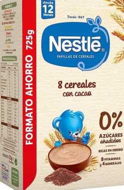 NESTLÉ Papilla 8 Cereales con Cacao 0% Azúcares Añadidos +12 meses 725g