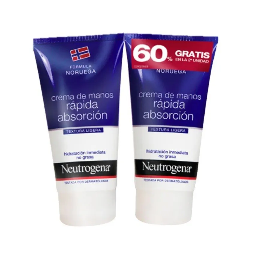 NEUTROGENA DUPLO Crema de Manos Absorción Rápida 2x75ml