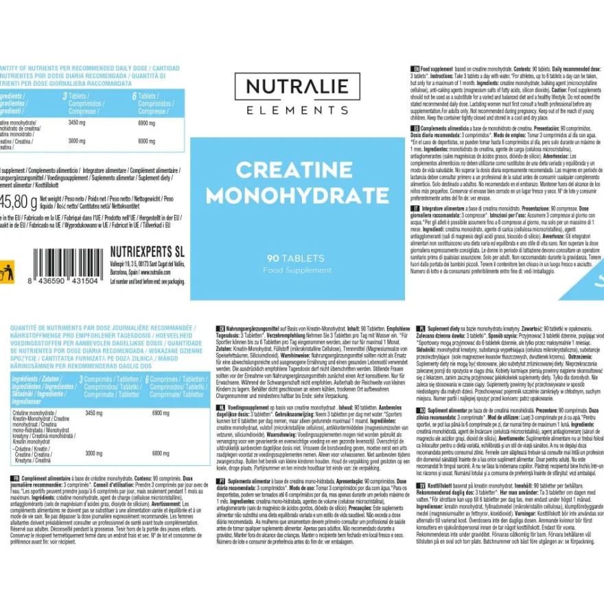 Nutralie Creatina Monohidratada 6000mg 90 Comprimidos