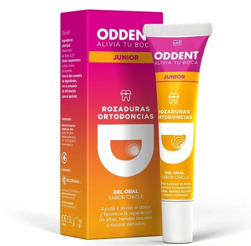 ODDENT Gel Oral Junior Rozaduras Ortodoncias sabor Chicle 15ml