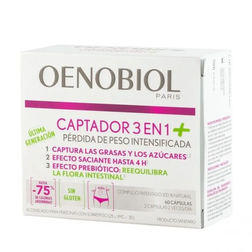 OENOBIOL Captador 3 en 1+ Pérdida de Peso Intensificada 60 Cápsulas