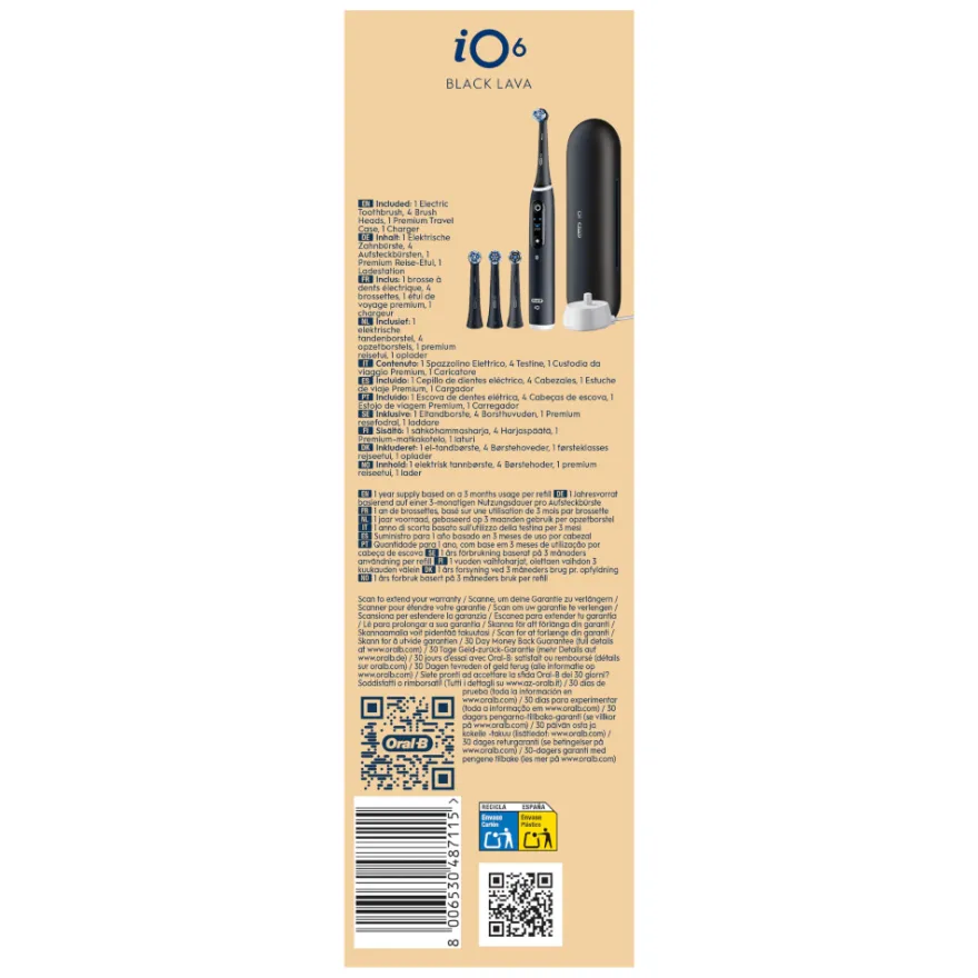 Oral-B iO 6 Cepillo De Dientes Eléctrico 4 Cabezales
