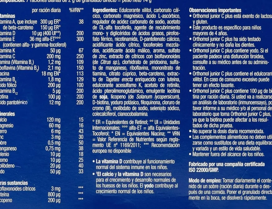 Orthomol Orthomol Junior C Plus 7 Sobres