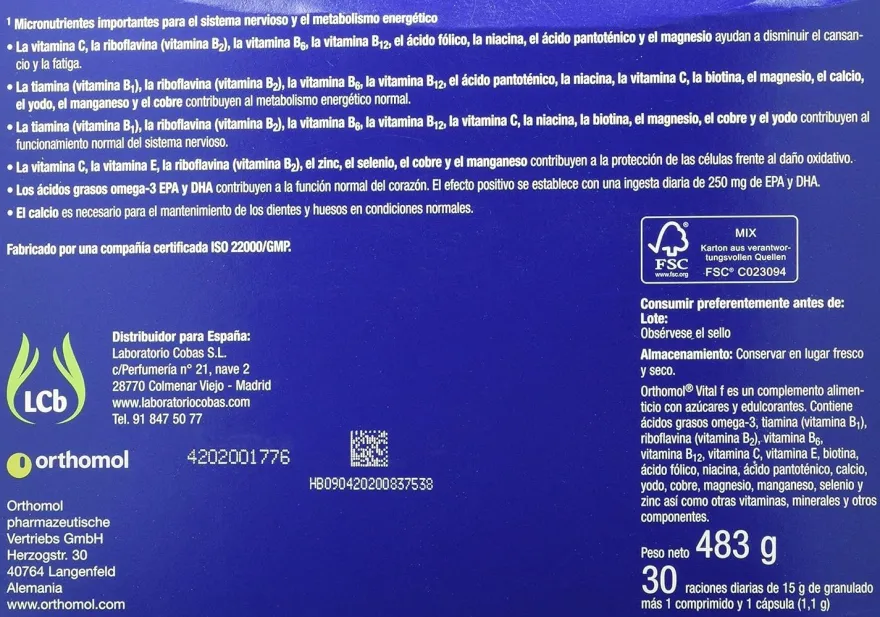 Orthomol Vital F Bebible 30 Viales