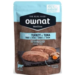 Ownat Wetline Feline Sterilized Pavo y Atún Mousse 85gx12 unidades