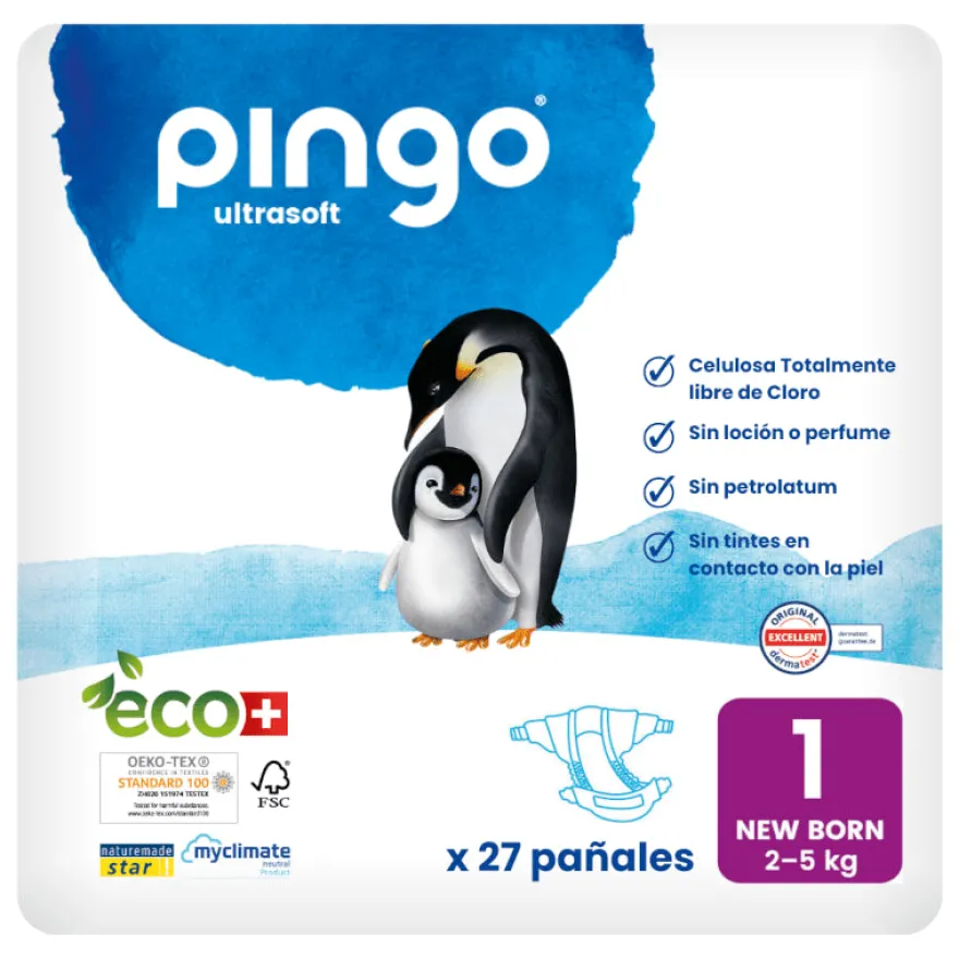 Pingo Pañales Ecológicos New Born Talla 1 27 uds