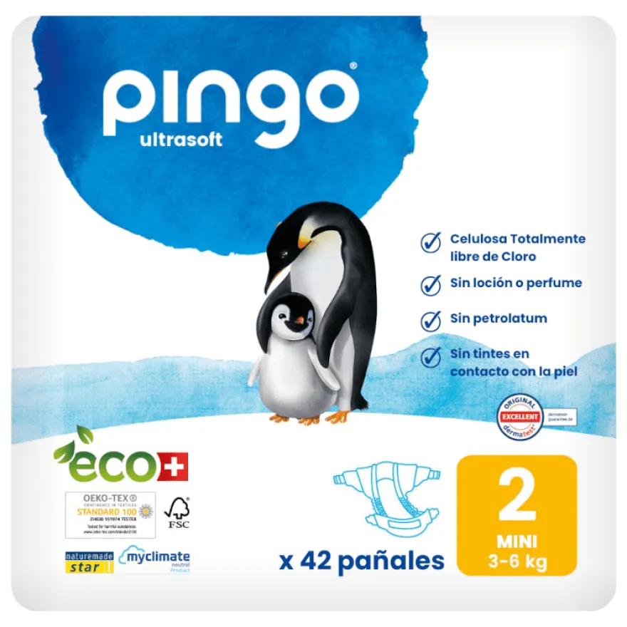 Pingo Pañales Ecológicos Talla 2 Mini 42 uds