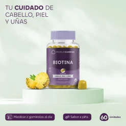 Premium Gummies Biotina Suplemento Pelo Piel Uñas 60 Gominolas