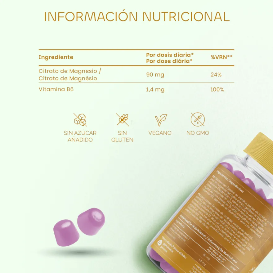 Premium Gummies Magnesio Suplemento 60 Gominolas