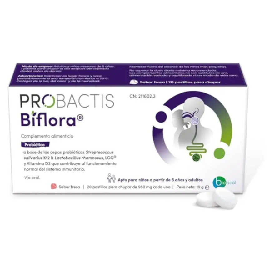 Probactis Biflora Suplemento Alimenticio Masticable Fresa 20 uds