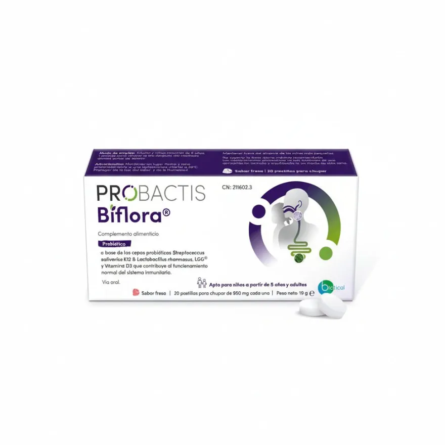 Probactis Biflora Suplemento Alimenticio Masticable Fresa 20 uds