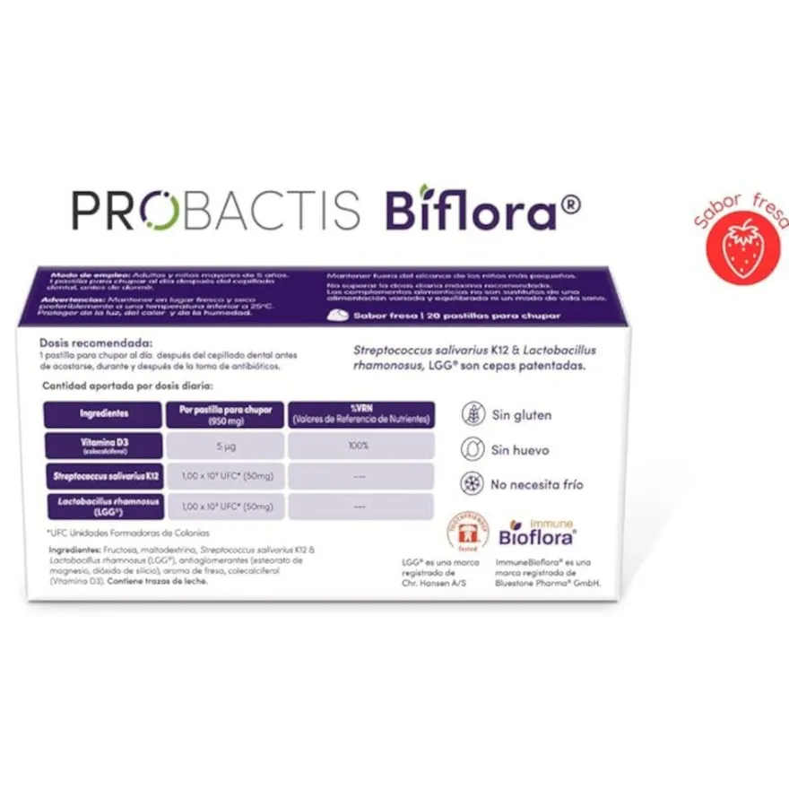 Probactis Biflora Suplemento Alimenticio Masticable Fresa 20 uds
