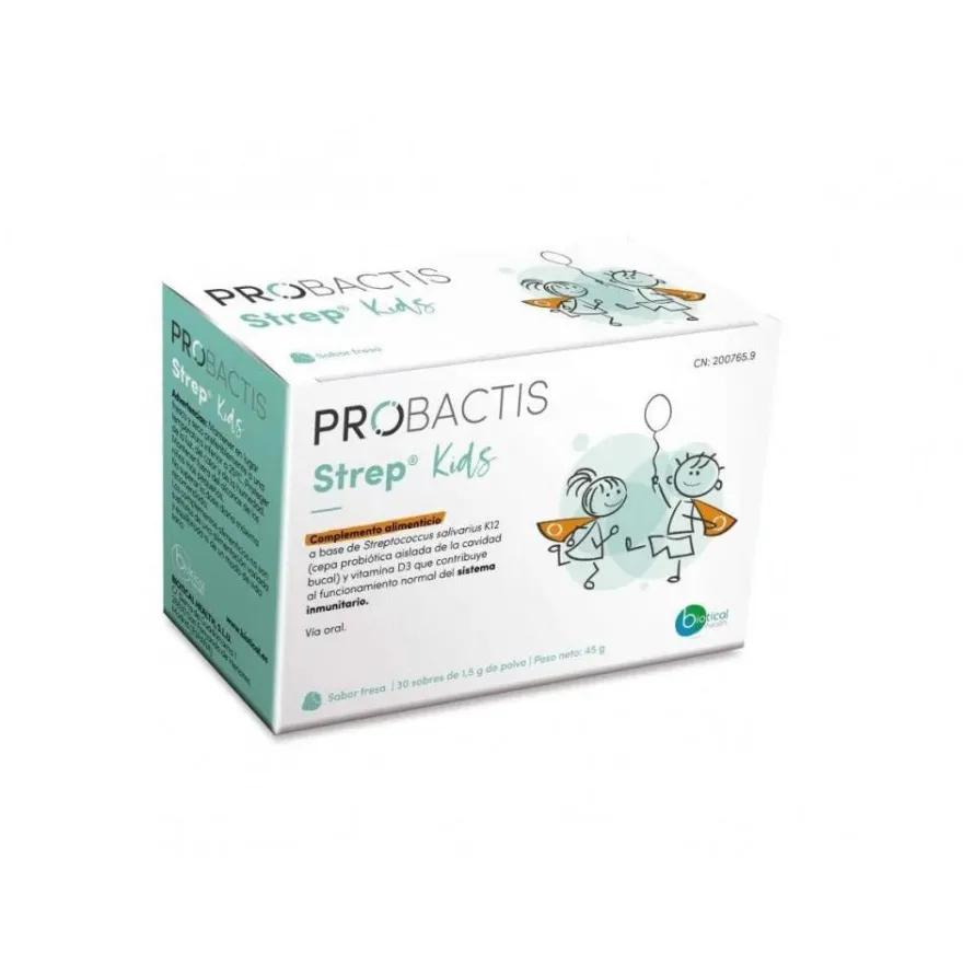 Probactis Strep Kids Complemento Alimenticio Fresa 30 sobres