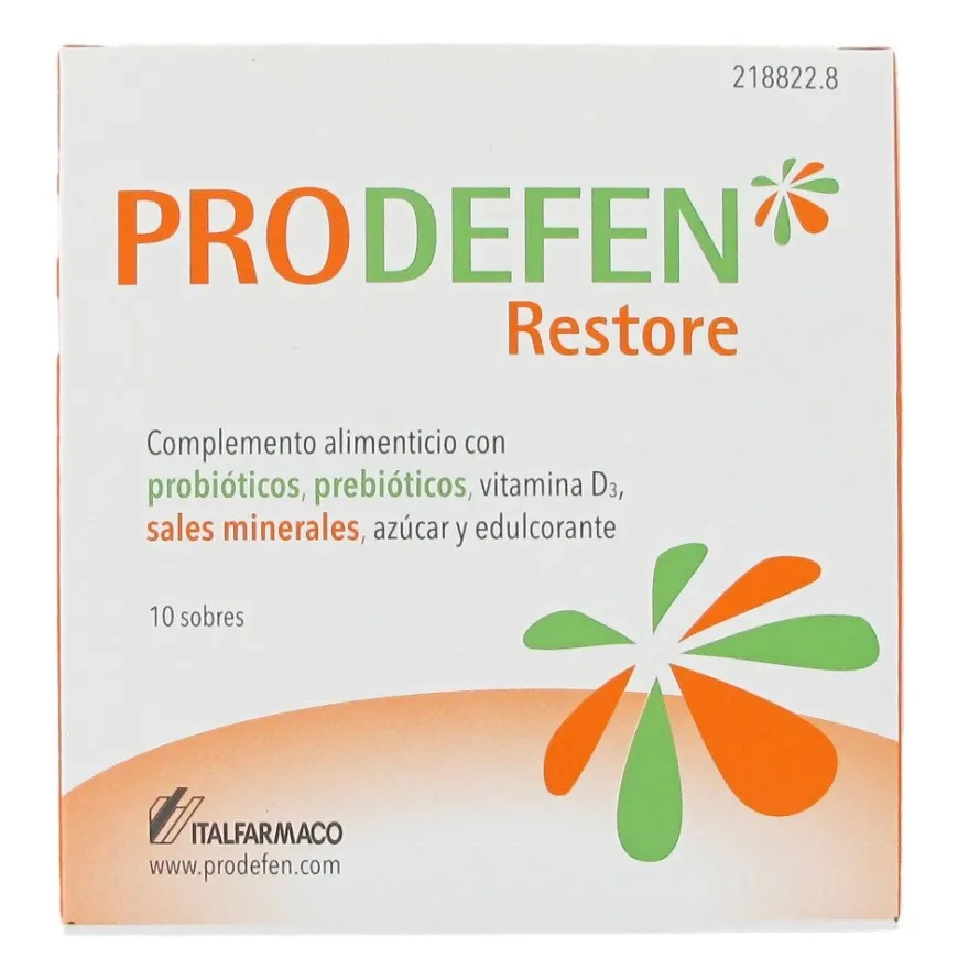 Prodefen Restore Probiótico Prebiótico Vit D 10 sobres