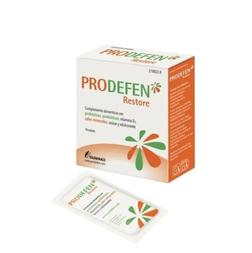 Prodefen Restore Probiótico Prebiótico Vit D 10 sobres