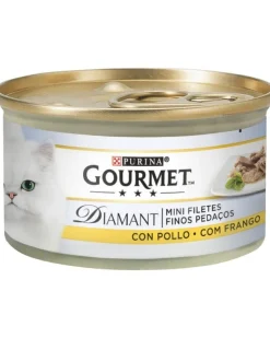Purina Gourmet Diamant Finas Lonchas con Pollo Alimento Húmedo para Gatos 24x85g