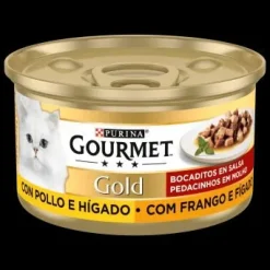 Purina Gourmet Gold Bocaditos en Salsa Pollo e Hígado Lata 85g
