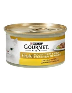 Purina Gourmet Gold Bocaditos en Salsa Pollo e Hígado Lata 85g