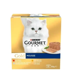 Purina Gourmet Gold Multi Mousse Surtido Comida Húmeda para Gatos Adultos 8 latas de 85g