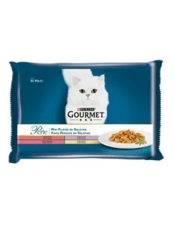 Purina para gatos GOURMET PERLE Mini Filetes en Gelatina PACK 4 x 85 gr
