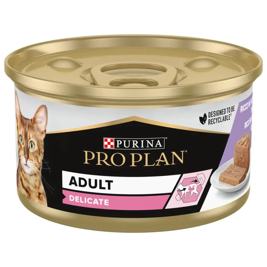 Purina Pro Plan Cat Lata Delicate Mousse Pavo 24x85g