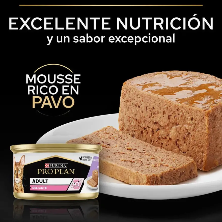 Purina Pro Plan Cat Lata Delicate Mousse Pavo 24x85g