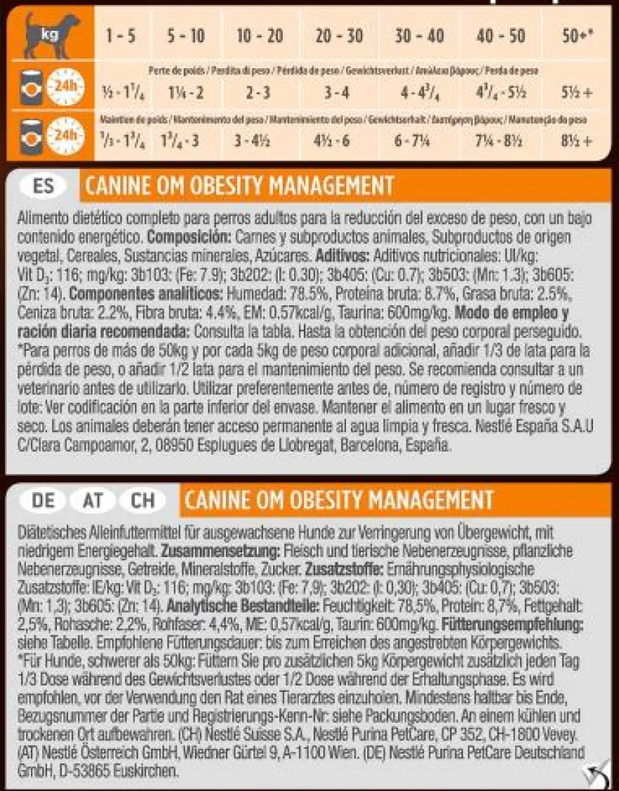 Purina Pro Plan Diet Canine Om Obesity Lata 12x400g