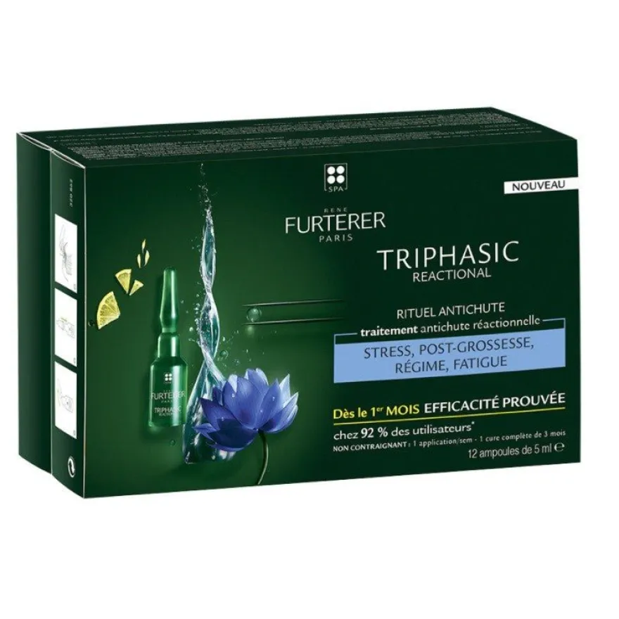 RENE FURTERER Triphasic Reaccional Tratamiento Anticaída 12 Ampollas