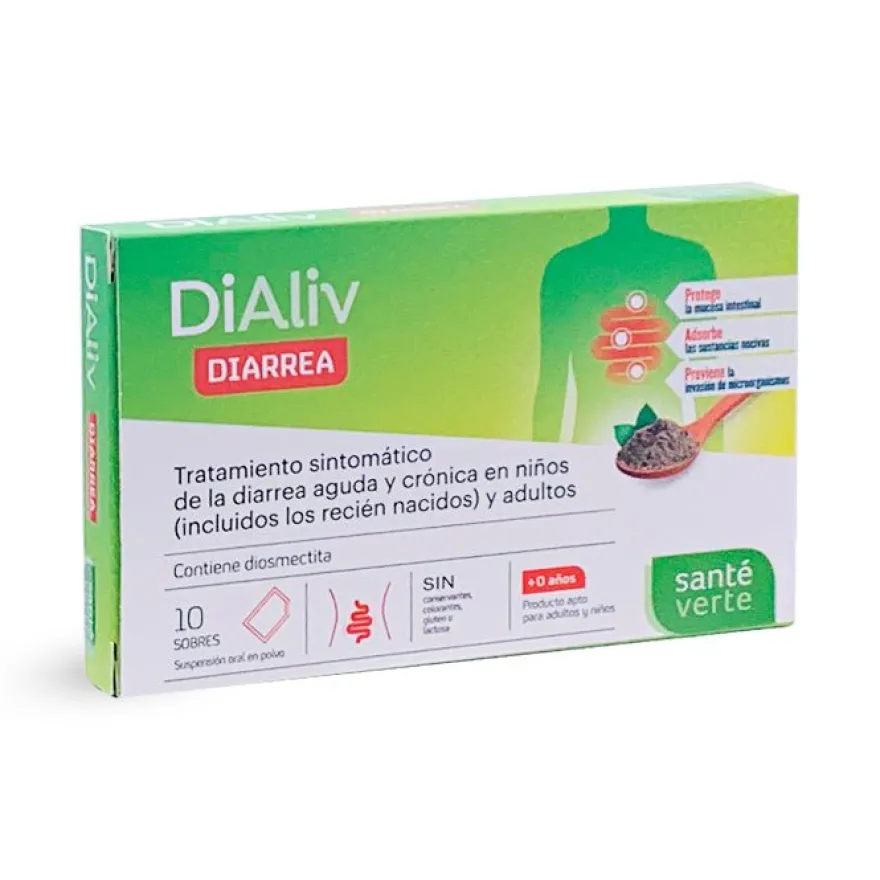 Santé Verte Dialiv Diarrea Complemento Alimenticio en Sobres 10 ud