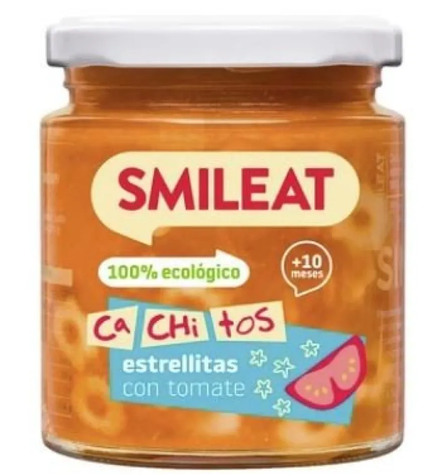 SMILEAT Tarrito Ecológico Cachitos Estrellitas Pasta con Tomate 230g