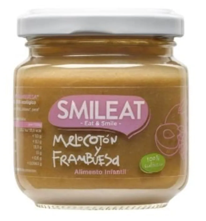SMILEAT Tarrito Ecológico de Melocotón y Frambuesa 130g