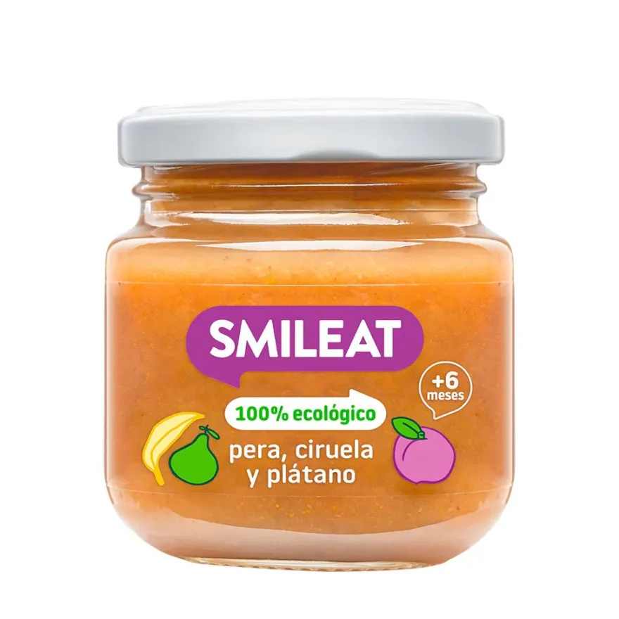 SMILEAT Tarrito Ecológico Pera, Ciruela y Plátano 130g