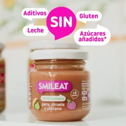SMILEAT Tarrito Ecológico Pera, Ciruela y Plátano 130g