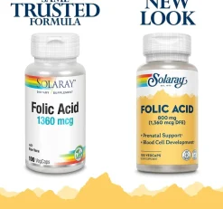 Solaray Acido Fólico 800 mcg 100 Cápsulas