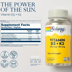 Solaray Vitamina D3 + K2 120 Cápsulas