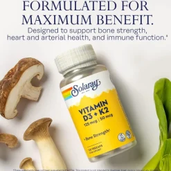 Solaray Vitamina D3 + K2 120 Cápsulas