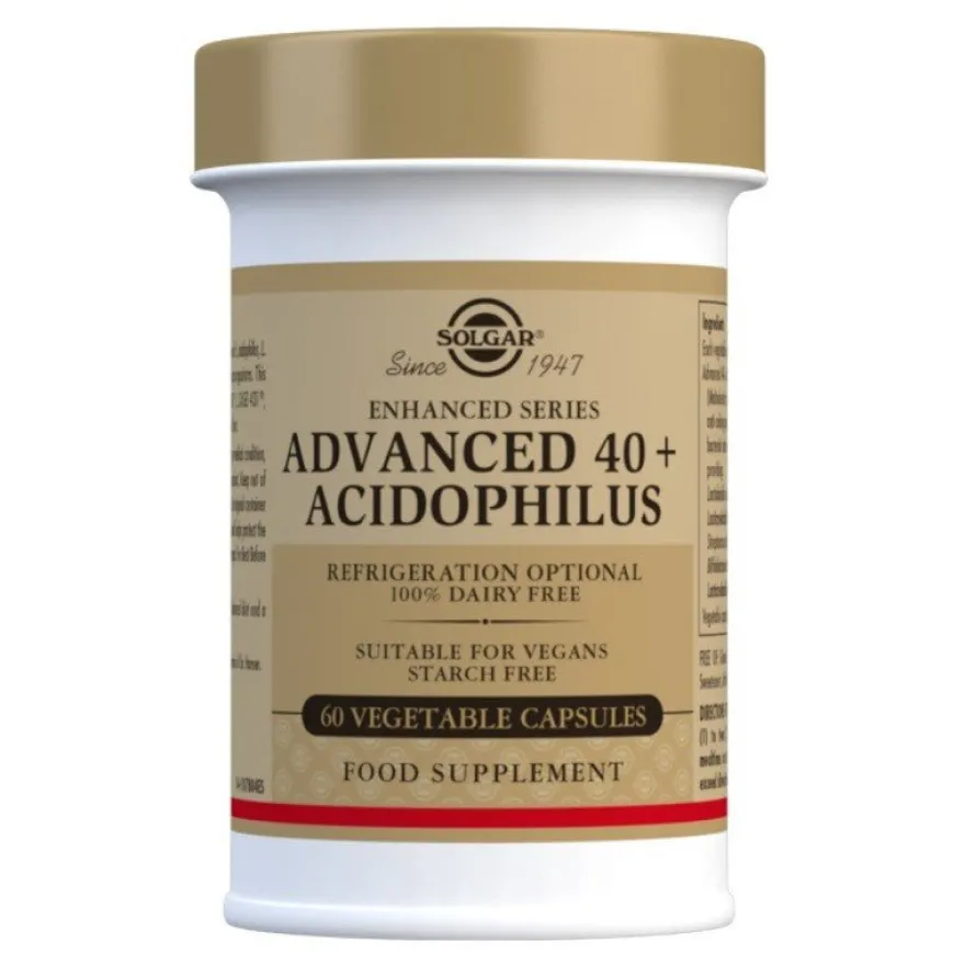 SOLGAR 40+ Acidophilus Avanzado Probiótico 60 Cápsulas Vegetales