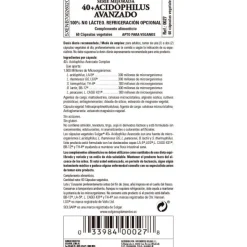 SOLGAR 40+ Acidophilus Avanzado Probiótico 60 Cápsulas Vegetales