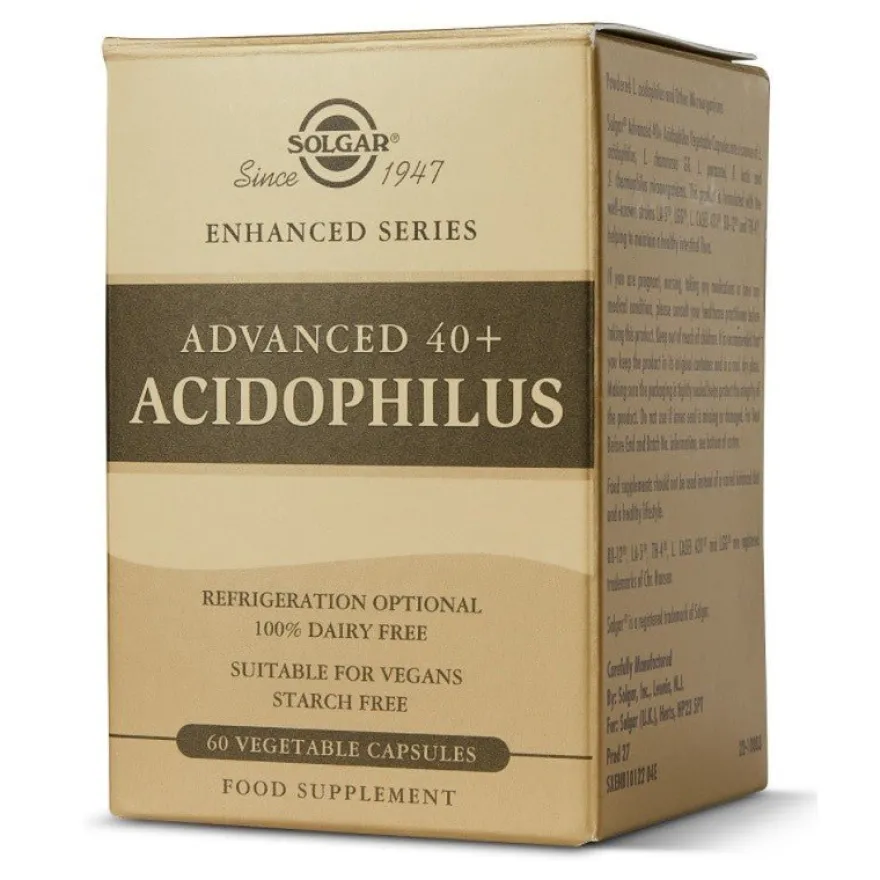 SOLGAR 40+ Acidophilus Avanzado Probiótico 60 Cápsulas Vegetales