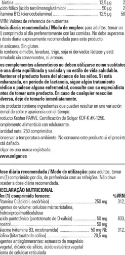 Solgar B-Complex con Vitamina C 250 Comprimidos