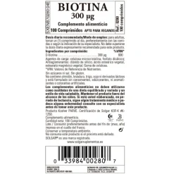 SOLGAR Biotina 300 mcg 100 comprimidos
