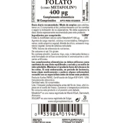 SOLGAR Folato (como Metafolin) 400mcg 50 comprimidos