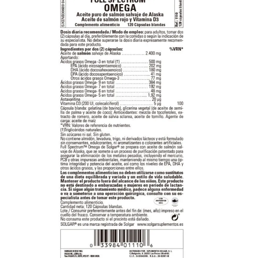 SOLGAR Full Spectrum Omega 120 Cápsulas Blandas