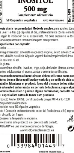 Solgar Inositol 500 mg 50 Cápsulas