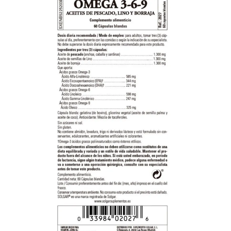 SOLGAR Omega 3-6-9 (60 perlas)
