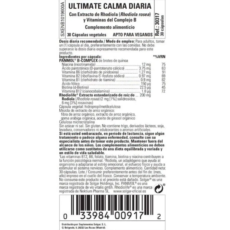 SOLGAR Ultimate Calma Diaria 30 Cápsulas