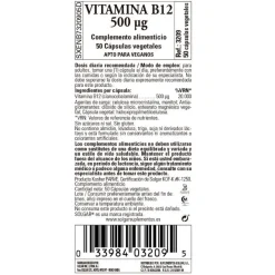 SOLGAR Vitamina B12 500μg (Cianocobalamina) 50 cápsulas vegetales