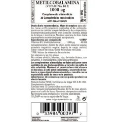 SOLGAR Vitamina B12 Metilcobalamina 30 comprimidos masticables