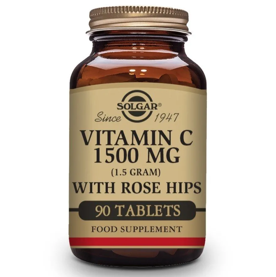 SOLGAR Vitamina C con Rose Hips (Escaramujo) 1500mg (90 Comprimidos)
